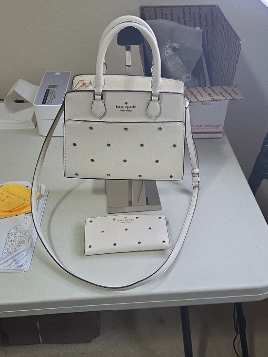 kate spade Handbags - kate spade White Studded Leather Satchel with Matching Wallet